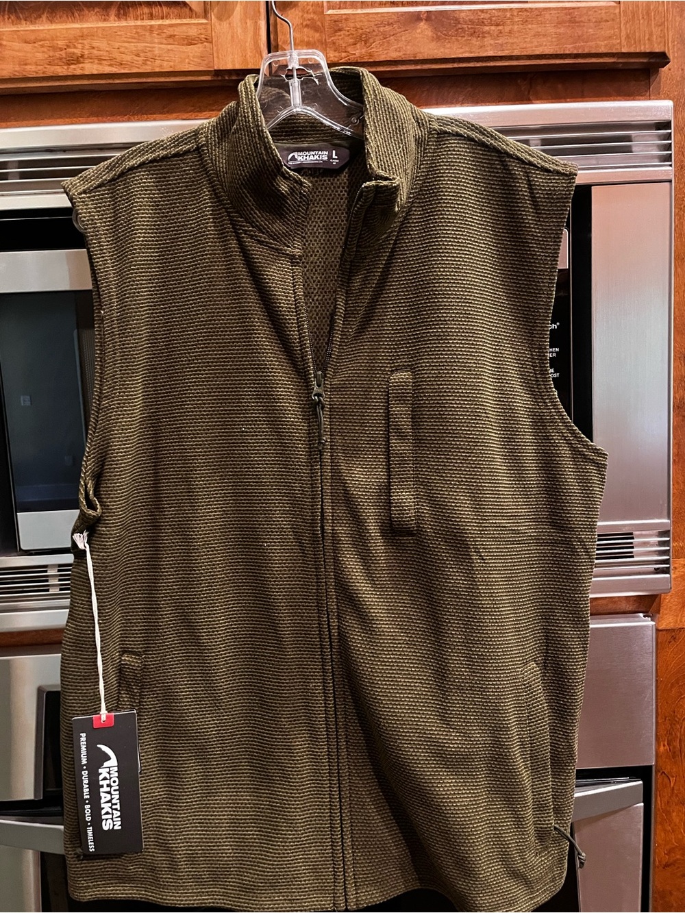NWT Men Mountain Khakis Olive Classic Apex  Green Textured Zip Fleece Vest